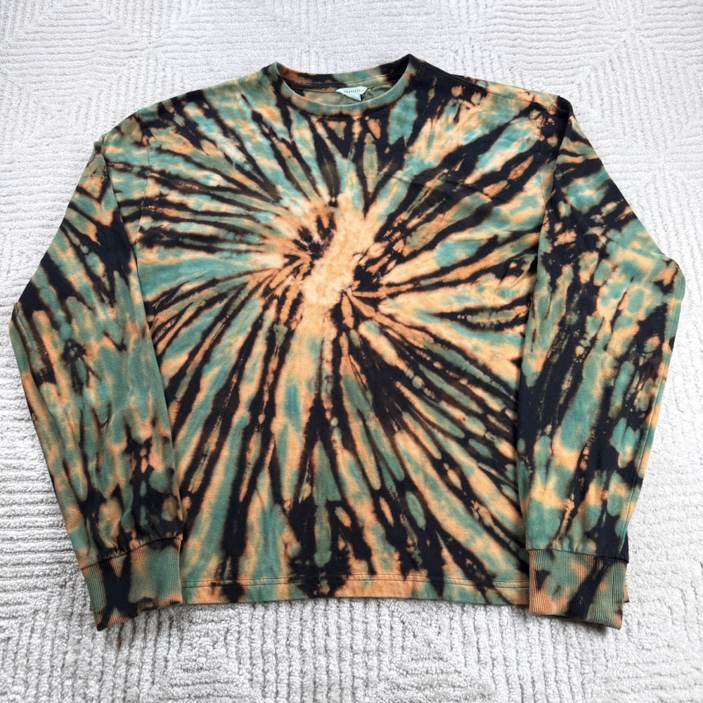 Aeropostale Tie Dye Shirt Mens Medium Green Orange Spiral Psychedelic Hippie